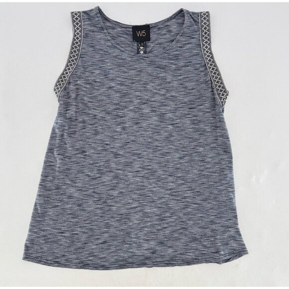 W5 Anthropologie Blue White Space Dye Sleeveless Scoop‎ Neck Blouse Sz L Boho - Picture 3 of 7